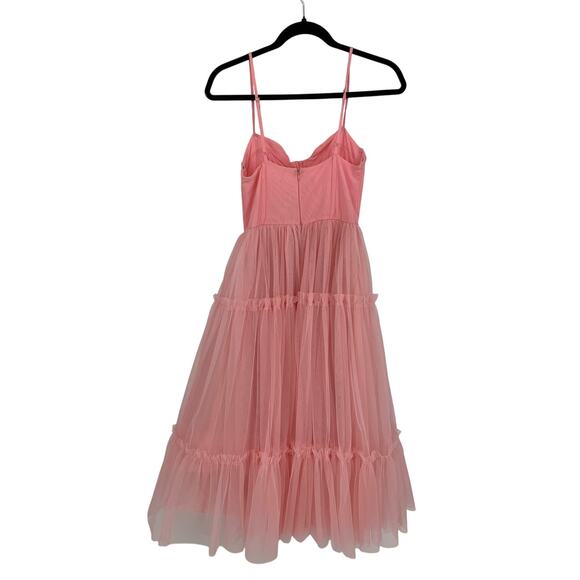 Forever 21 Tulle Ruffled Bustier Midi Dress Womens Apx Sz Small Light Pink - Picture 7 of 7